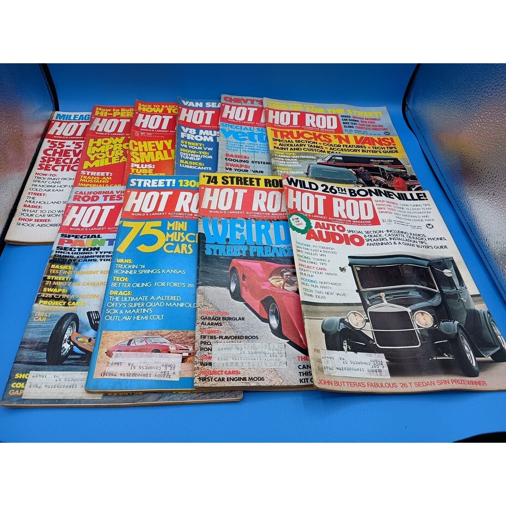 Hot Rod Magazine Lot - 1974 - 10 Issues - Missing Jan-Feb